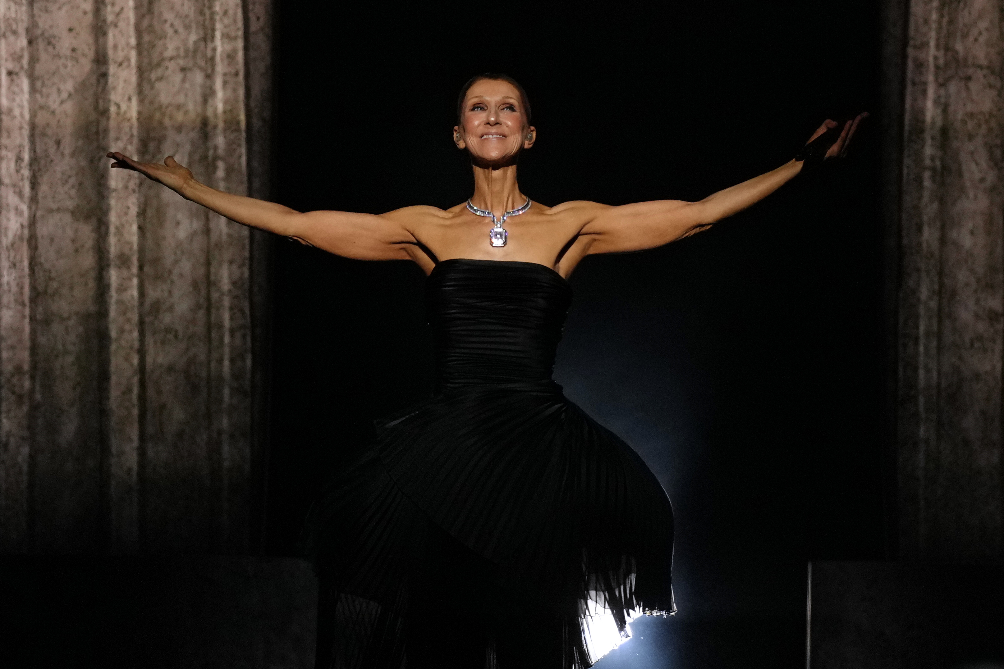 Singer Celine Dion performs during the opening concert of her 